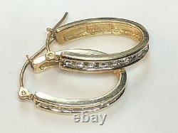 Vintage Estate 14k Gold Natural Diamond Earrings Signed Adl Hoops