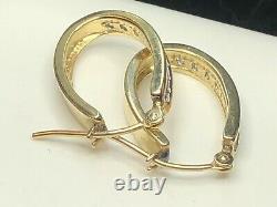 Vintage Estate 14k Gold Natural Diamond Earrings Signed Adl Hoops