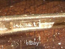 Vintage Estate 14k Gold Natural Diamond Earrings Signed Square Hoop