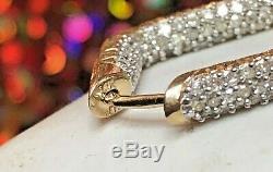 Vintage Estate 14k Gold Natural Diamond Hoop Earrings Designer Signed Wtj