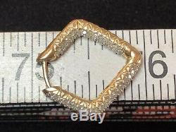 Vintage Estate 14k Gold Natural Diamond Hoop Earrings Designer Signed Wtj