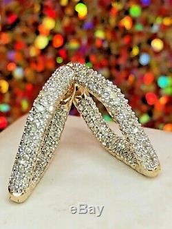 Vintage Estate 14k Gold Natural Diamond Hoop Earrings Designer Signed Wtj