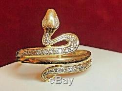 Vintage Estate 14k Gold Natural Diamond Snake Ring Pave' Diamonds Signed Gsd95