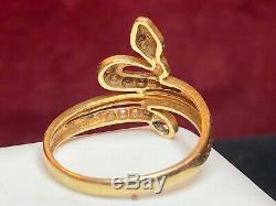 Vintage Estate 14k Gold Natural Diamond Snake Ring Pave' Diamonds Signed Gsd95