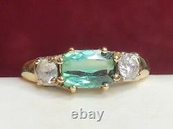 Vintage Estate 14k Gold Natural Green Amethyst Quartz Ring Signed F P Gemstone