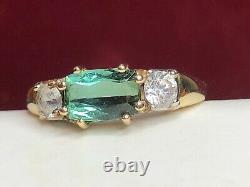 Vintage Estate 14k Gold Natural Green Amethyst Quartz Ring Signed F P Gemstone