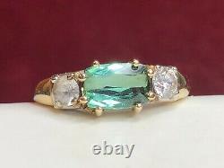 Vintage Estate 14k Gold Natural Green Amethyst Quartz Ring Signed F P Gemstone