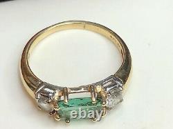 Vintage Estate 14k Gold Natural Green Amethyst Quartz Ring Signed F P Gemstone