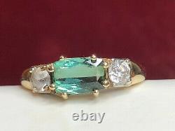 Vintage Estate 14k Gold Natural Green Amethyst Quartz Ring Signed F P Gemstone