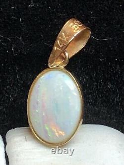 Vintage Estate 14k Gold Natural Opal Pendant Charm Designer Signed 585