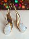 Vintage Estate 14k Gold Opal Earrings Signed Zz Art Deco Syle French Wire