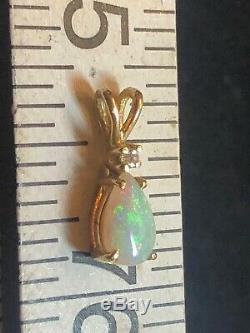 Vintage Estate 14k Gold Opal Earrings Signed Zz Art Deco Syle French Wire