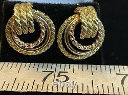 Vintage Estate 14k Gold Rose White & Yellow Gold Earrings Signed J