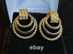 Vintage Estate 14k Gold Rose White & Yellow Gold Earrings Signed J