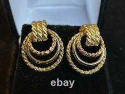 Vintage Estate 14k Gold Rose White & Yellow Gold Earrings Signed J