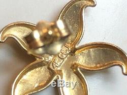 Vintage Estate 14k Gold Starfish Earrings Designer Signed Gcj Textured