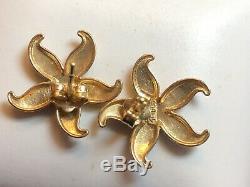 Vintage Estate 14k Gold Starfish Earrings Designer Signed Gcj Textured