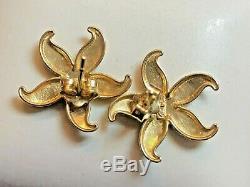 Vintage Estate 14k Gold Starfish Earrings Designer Signed Gcj Textured