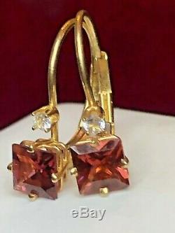Vintage Estate 14k Gold Toumaline White Quartz Earring Signed Fi Gemstone