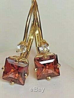 Vintage Estate 14k Gold Toumaline White Quartz Earring Signed Fi Gemstone