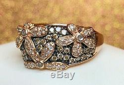 Vintage Estate 14k Gold White Chocolate Diamond Flower Ring Signed Aj Appraisal