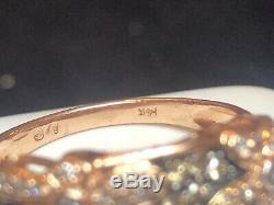 Vintage Estate 14k Gold White Chocolate Diamond Flower Ring Signed Aj Appraisal