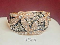 Vintage Estate 14k Gold White Chocolate Diamond Flower Ring Signed Aj Appraisal