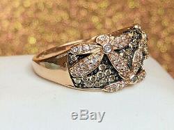 Vintage Estate 14k Gold White Chocolate Diamond Flower Ring Signed Aj Appraisal