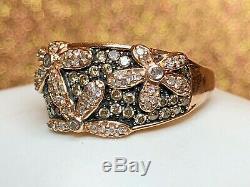 Vintage Estate 14k Gold White Chocolate Diamond Flower Ring Signed Aj Appraisal