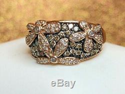 Vintage Estate 14k Gold White Chocolate Diamond Flower Ring Signed Aj Appraisal