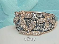 Vintage Estate 14k Gold White Chocolate Diamond Flower Ring Signed Aj Appraisal