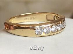 Vintage Estate 14k Natural Gold Diamond Band Ring Wedding Anniversary Signed Alb