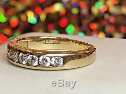 Vintage Estate 14k Natural Gold Diamond Band Ring Wedding Anniversary Signed Alb