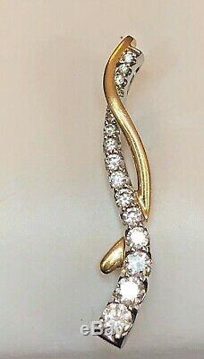 Vintage Estate 14k White Gold 16 Diamonds Pendant Signed Aks Graduated Journey