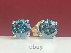 Vintage Estate 14k White Gold Blue Diamond Earring Designer Signed Aj Earrings