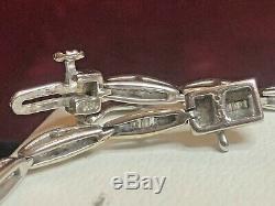 Vintage Estate 14k White Gold Diamond Bracelet Baguette Signed Pdc