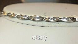 Vintage Estate 14k White Gold Diamond Bracelet Baguette Signed Pdc