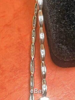 Vintage Estate 14k White Gold Diamond Bracelet Baguette Signed Pdc