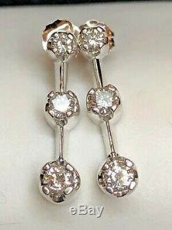 Vintage Estate 14k White Gold Diamond Earrings Appraisal Designer Signed Nij