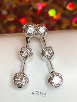 Vintage Estate 14k White Gold Diamond Earrings Appraisal Designer Signed Nij