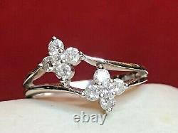Vintage Estate 14k White Gold Diamond Ring Flower 585 Designer Signed E J