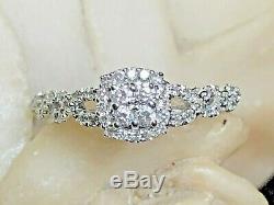 Vintage Estate 14k White Gold Diamond Ring Halo Engagement Signed Vera Wang