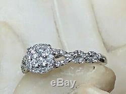 Vintage Estate 14k White Gold Diamond Ring Halo Engagement Signed Vera Wang