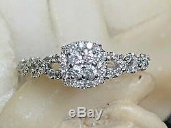 Vintage Estate 14k White Gold Diamond Ring Halo Engagement Signed Vera Wang