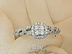 Vintage Estate 14k White Gold Diamond Ring Halo Engagement Signed Vera Wang