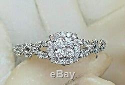 Vintage Estate 14k White Gold Diamond Ring Halo Engagement Signed Vera Wang