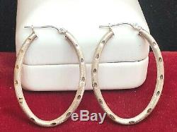 Vintage Estate 14k White Gold Hoop Earrings Designer Signed F S Oval Hoops