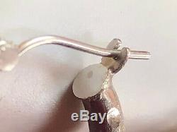 Vintage Estate 14k White Gold Hoop Earrings Designer Signed F S Oval Hoops