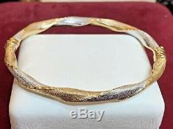 Vintage Estate 14k White & Yellow Gold Bangle Bracelet Designer Signed S C