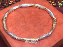 Vintage Estate 14k White & Yellow Gold Bangle Bracelet Designer Signed S C